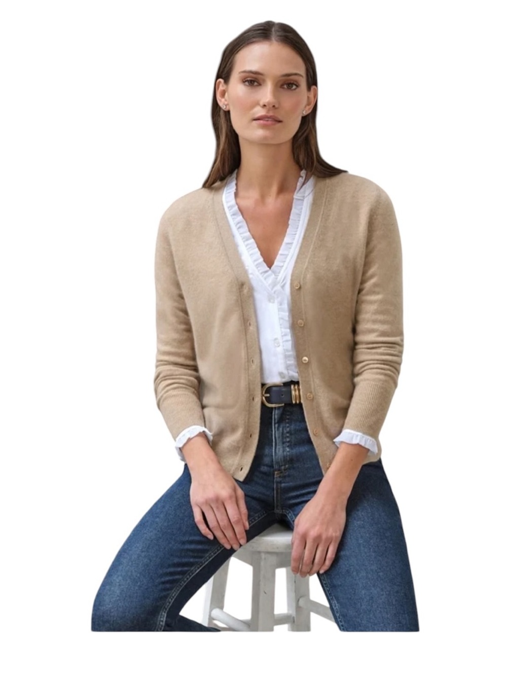 Pure Collection Button Cardigan Sweater - Beige size 6